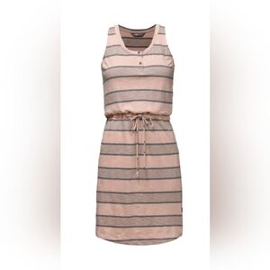 The North Face Pink and Gray Striped Sleeveless Drawstring Dress